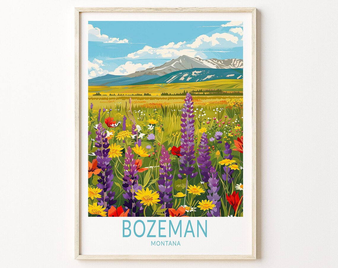 Bozeman Montana Wildflower Meadow With Snowy Mountains Poster