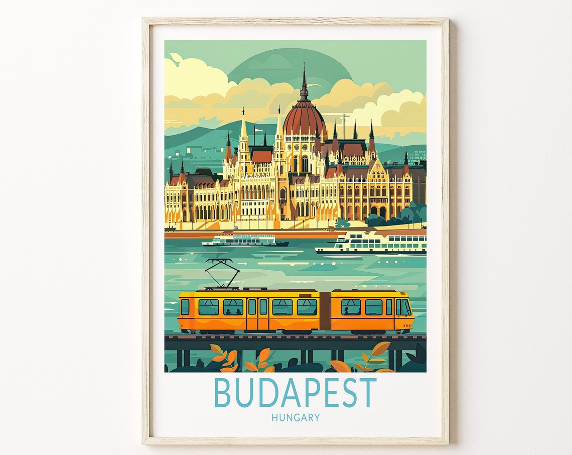 Budapest Hungary Travel Poster, Hungary Wall Decor