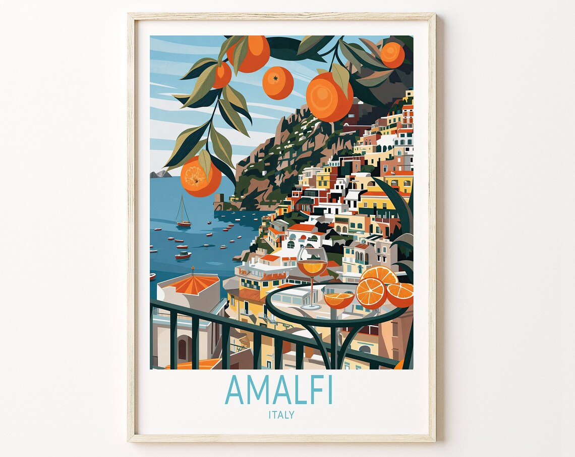 Amalfi Travel Poster, Italy Travel Gifts
