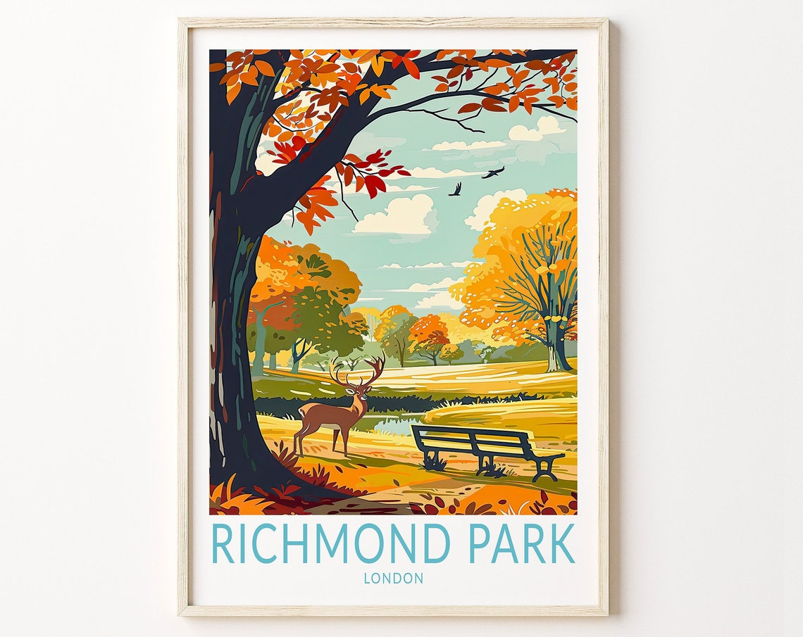 Richmond Park Travel Poster London City Wall Art Richmond Park London Print London Gifts Richmond Park Wall Decor Birthday Gifts