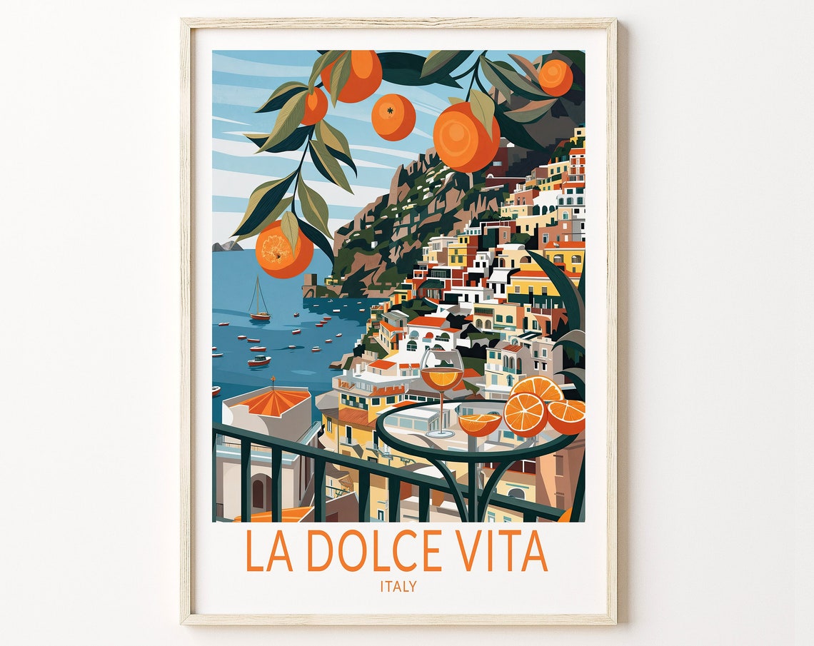 La Dolce Vita Italy Poster Italy Wall Art La Dolce Vita Orange Print Italy Coast Poster Personalised Gifts Travel Poster