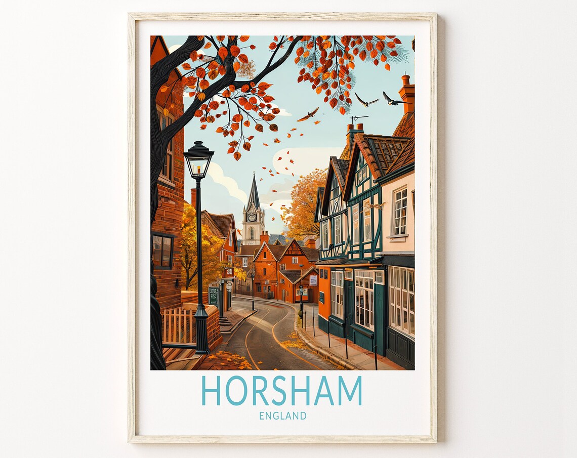 Horsham Travel Poster, England City Poster