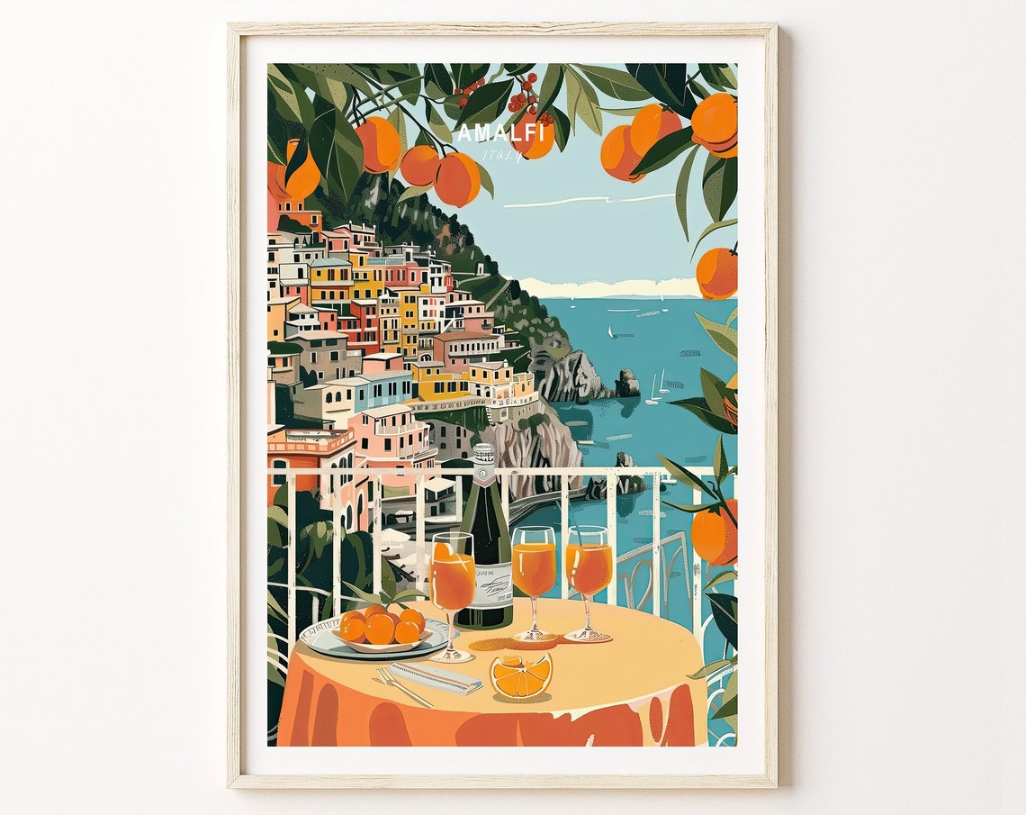 Amalfi Travel Print Italy Amalfi Wall Art Amalfi Orange Poster Italy Travel Gifts Amalfi Italy Travel Poster Personalised Gifts
