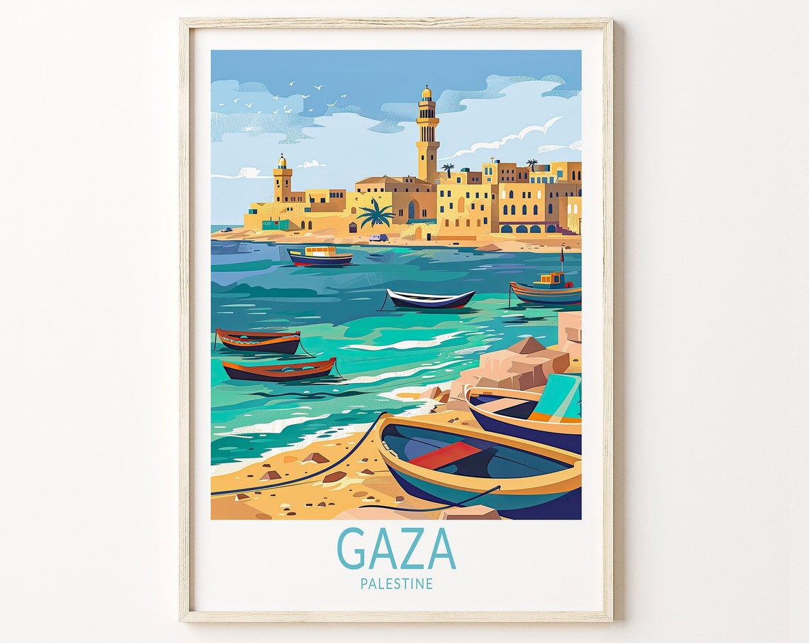 Gaza Poster Palestinian Gaza Travel Print Palestinian City Poster Gaza Wall Art Custom Travel Poster Coast Poster Home Decor