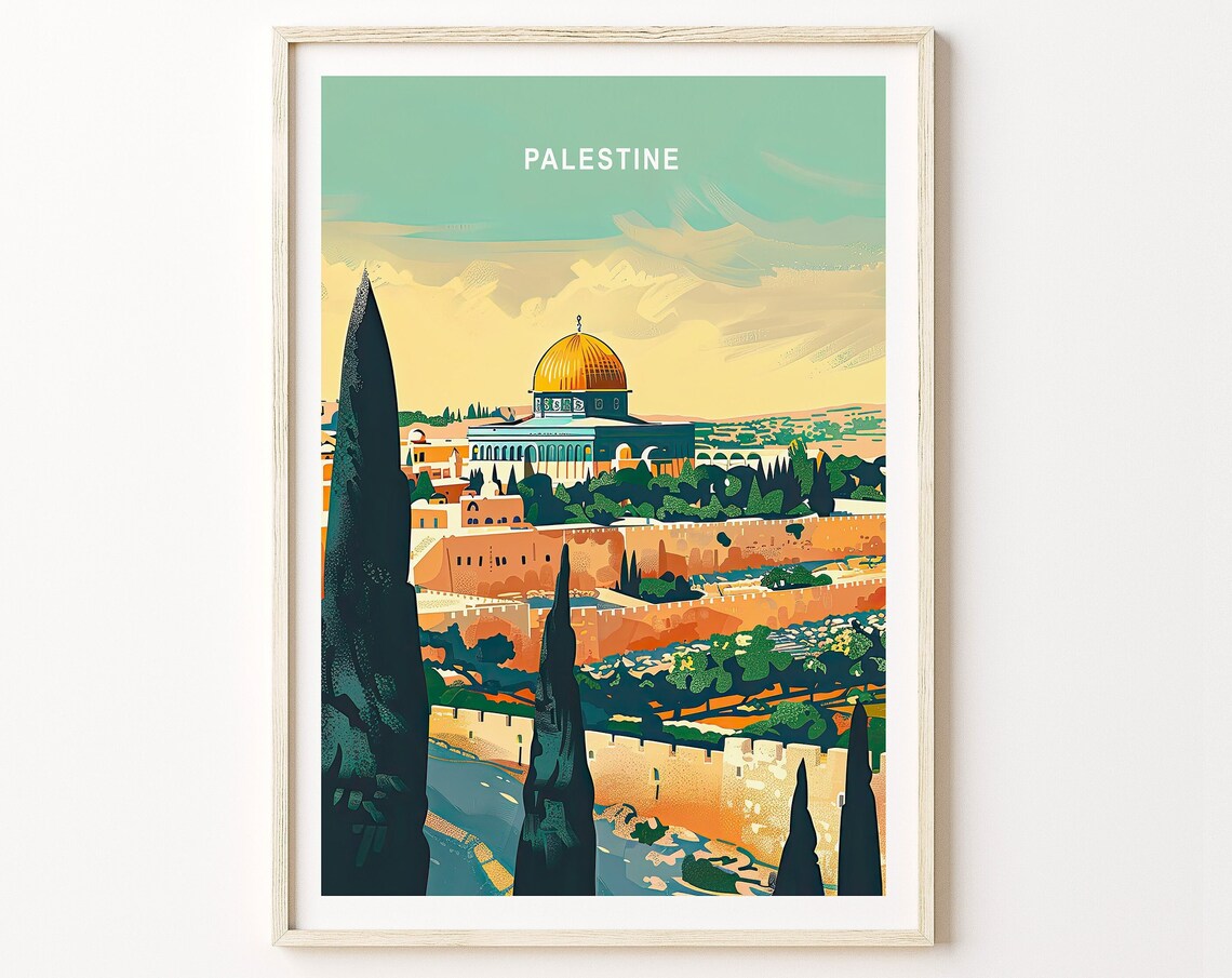 Palestine Dome of the Rock Jerusalem Old City Cypress Travel Poster