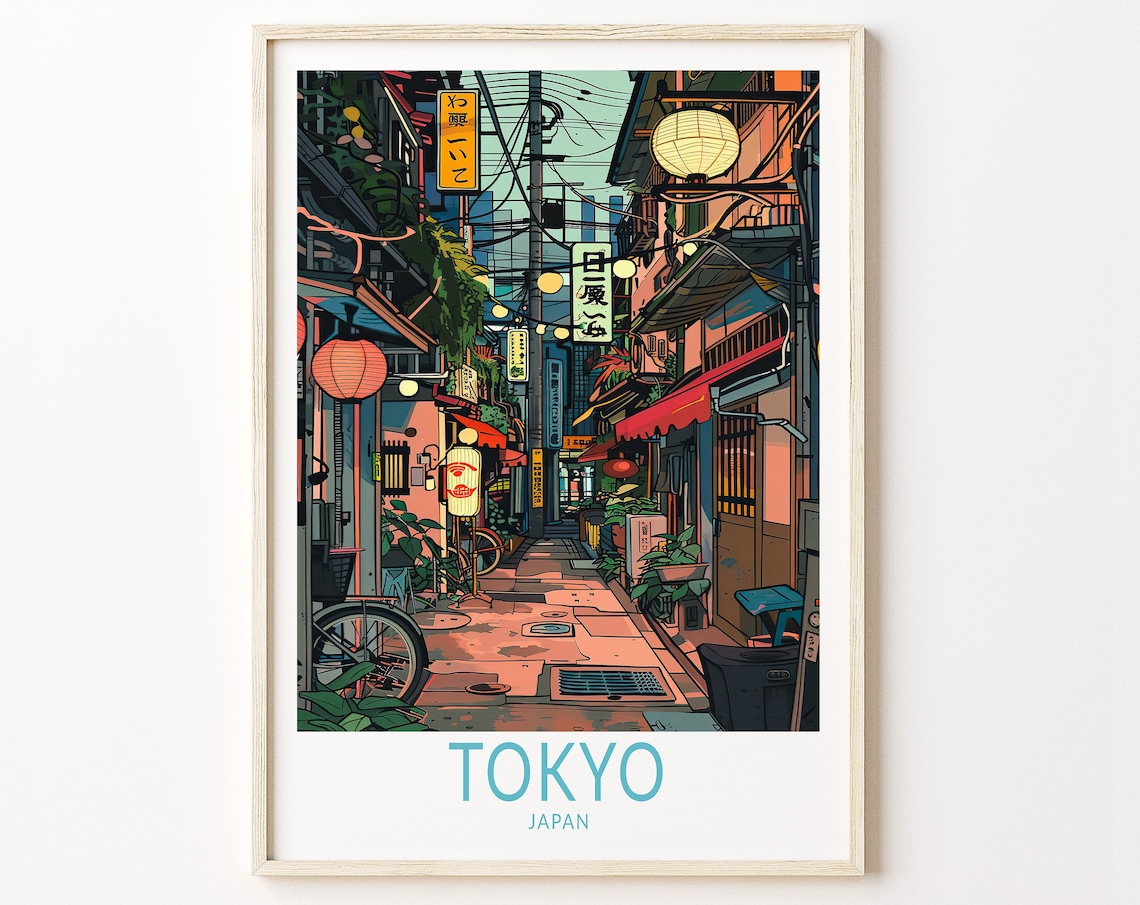 Tokyo Japan Travel Poster, City Wall Art Print