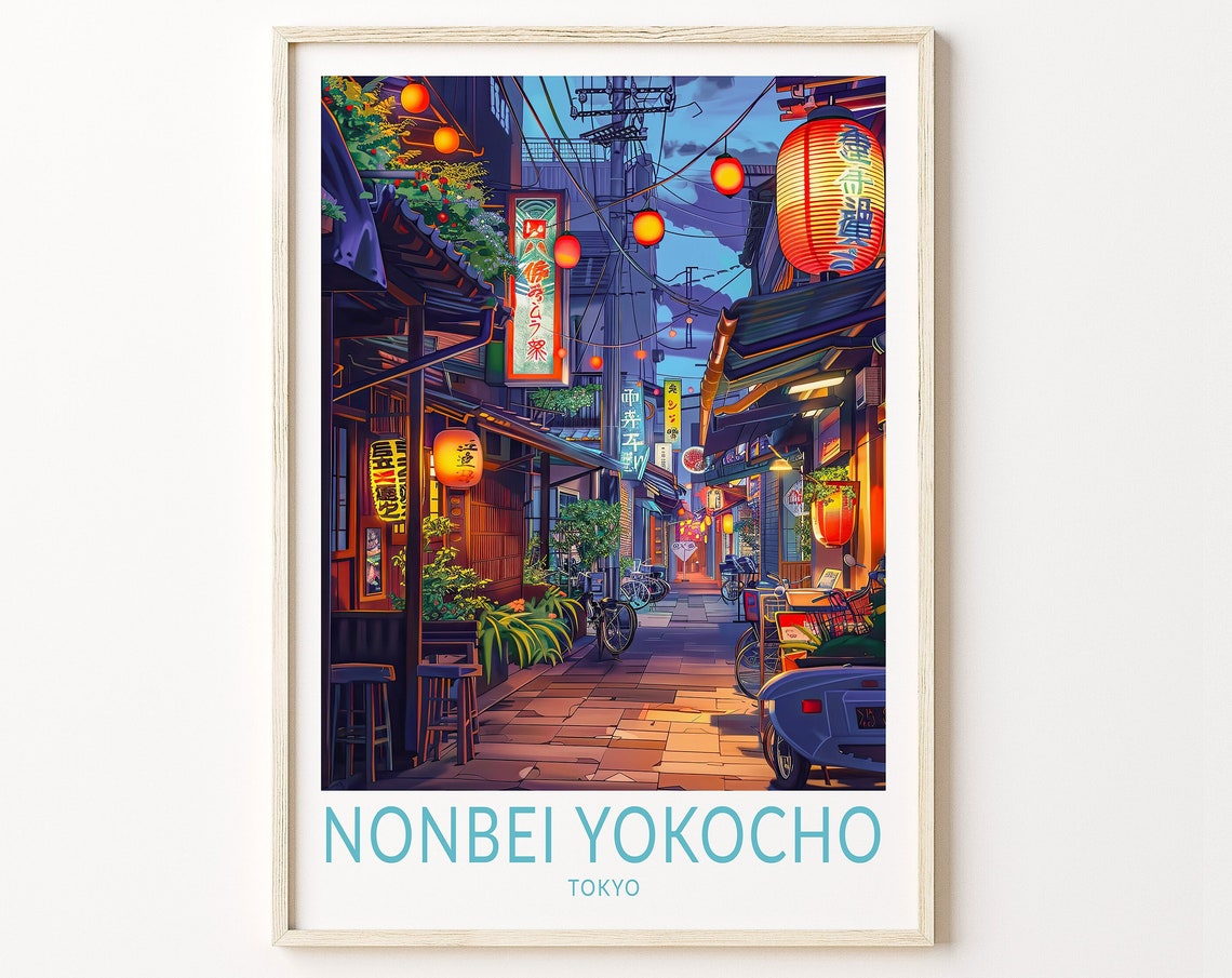 Nonbei Yokocho Travel Poster Tokyo Wall Art Decor Nonbei Yokocho Tokyo Print Japanese Cityscape Poster Birthday Gifts