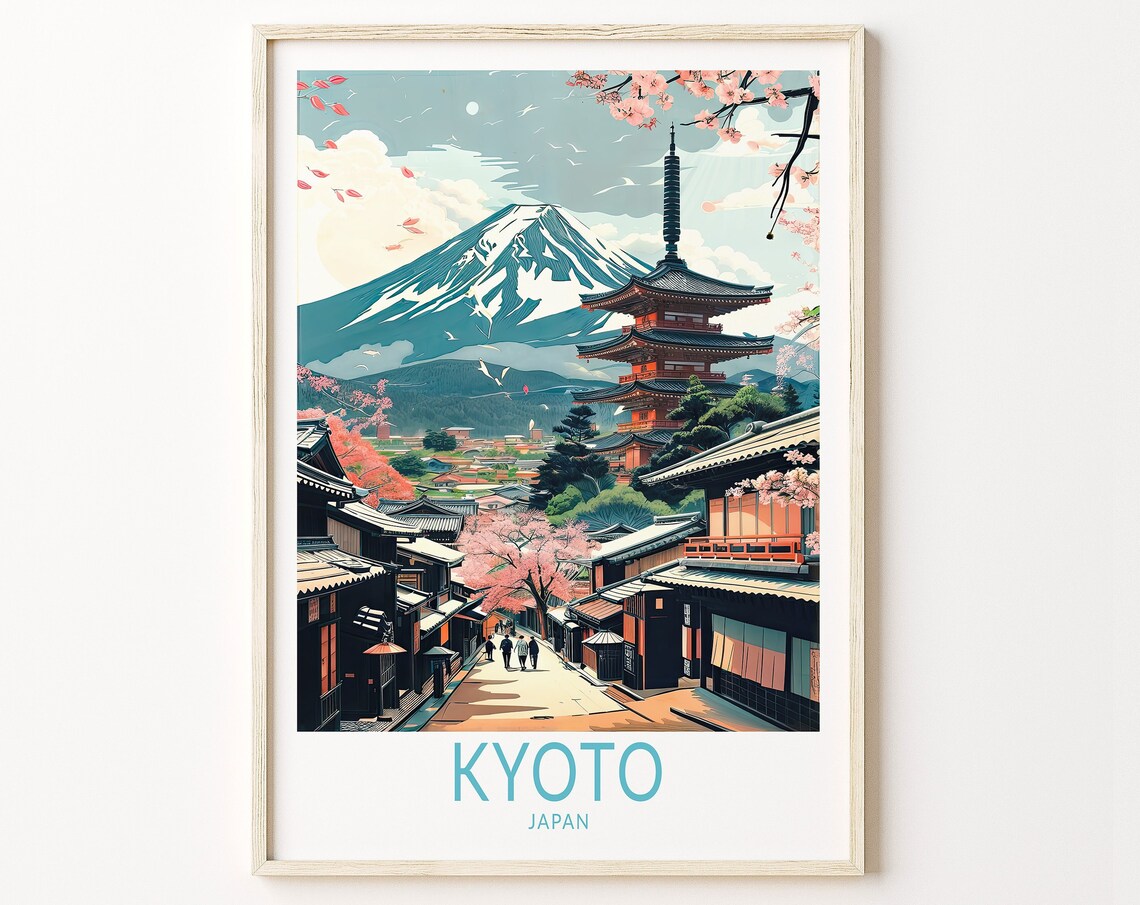 Kyoto Travel Poster, Japan City Wall Art Print