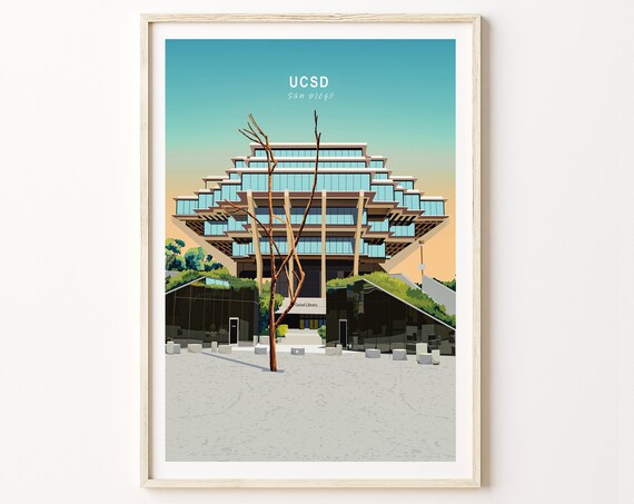 UCSD Geisel Library San Diego Campus Architecture Travel Poster