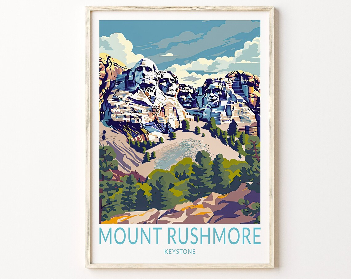 Mount Rushmore Travel Poster, Keystone Memorial Print