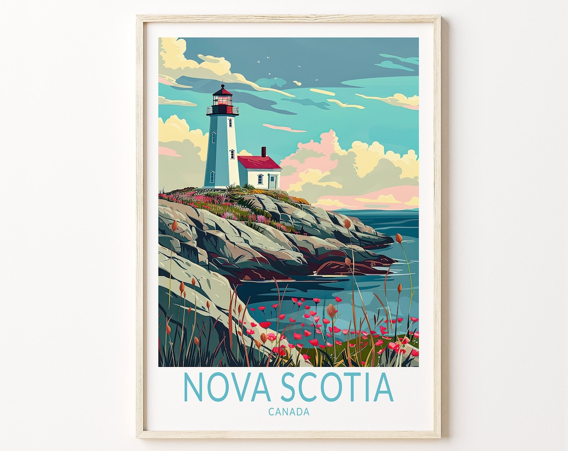 Nova Scotia Canada Travel Poster, Home Decor