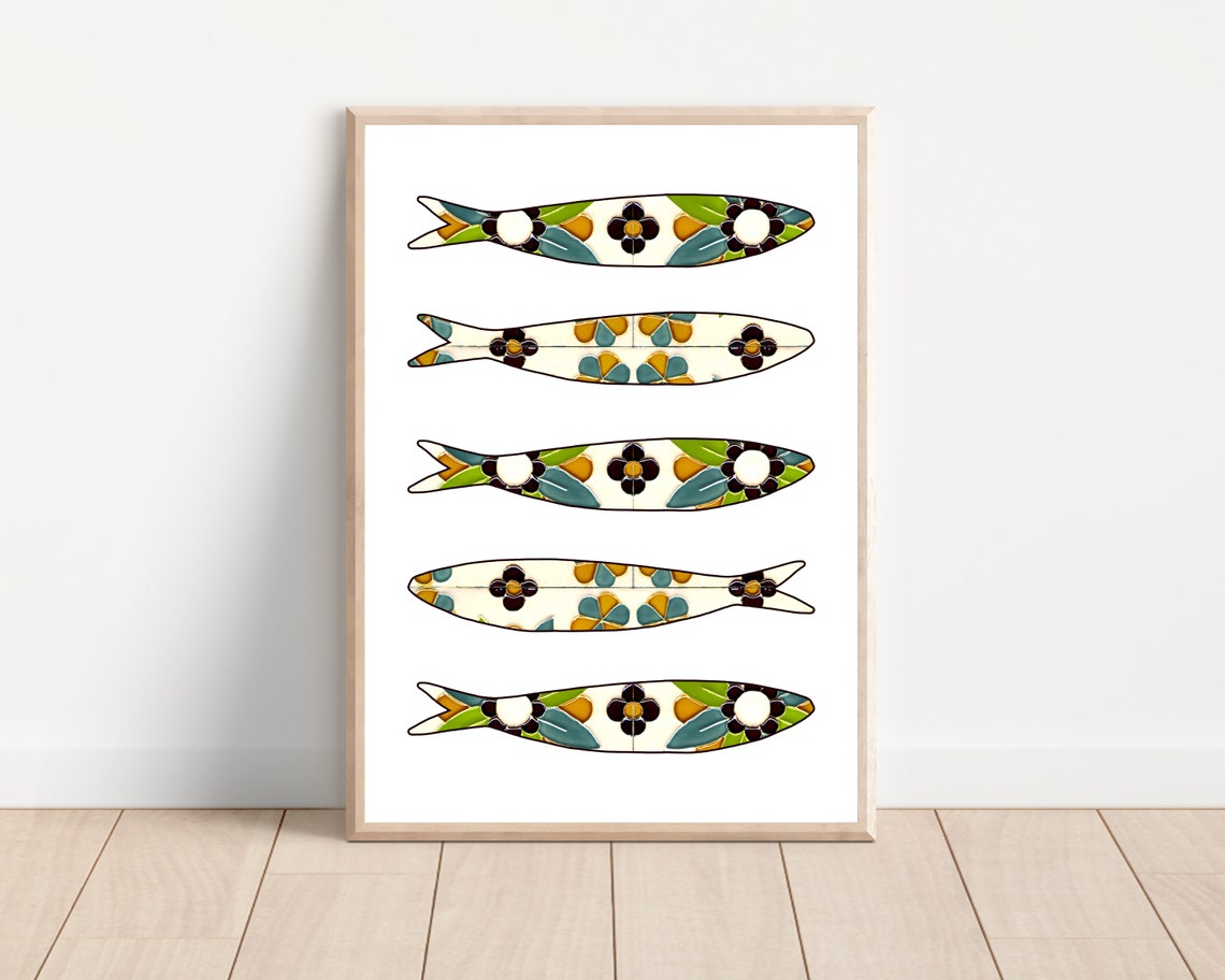 Portuguese Sardine Wall Art Print, Lisbon Travel Poster