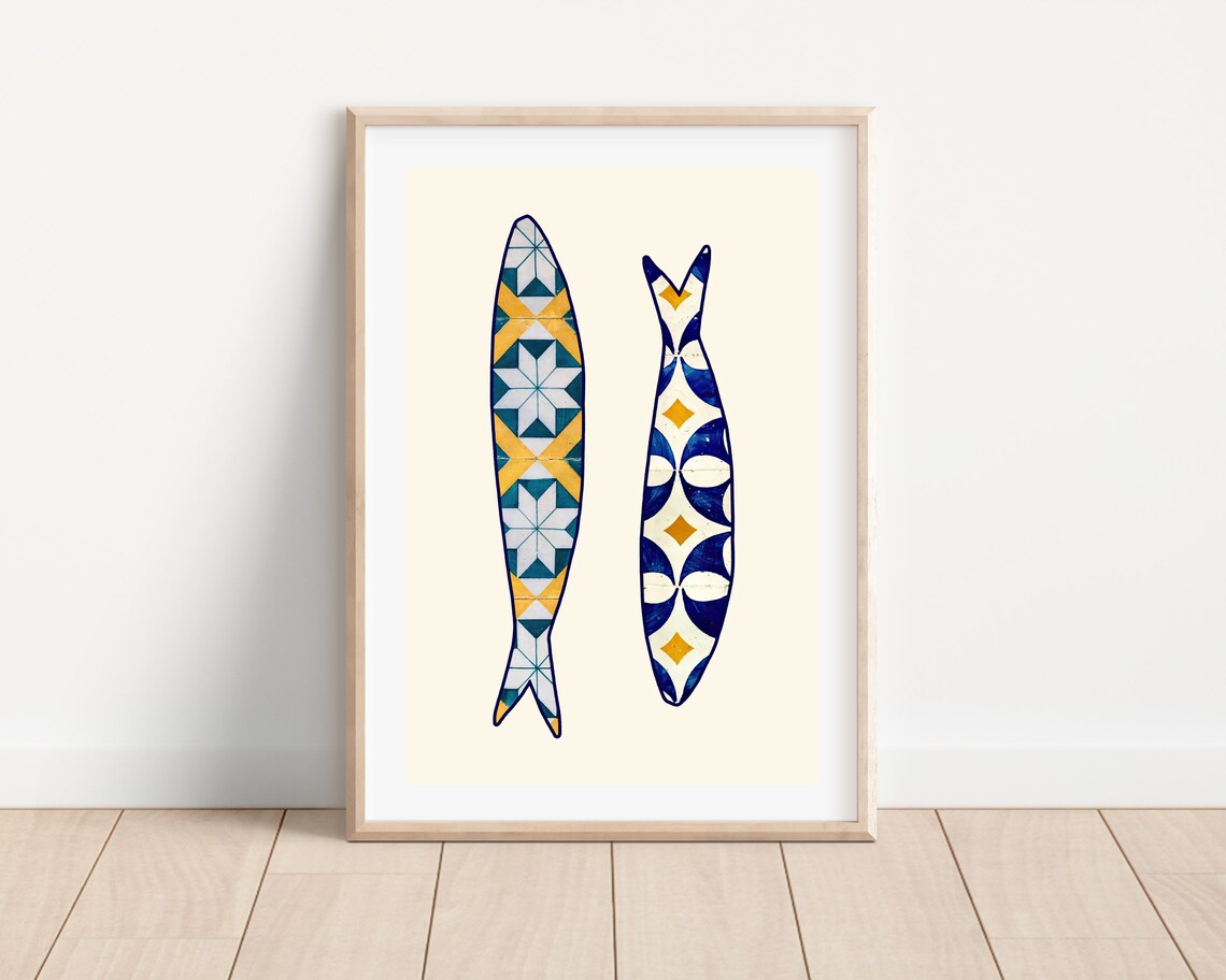 Portuguese Sardines, Boho Kitchen Decor Art Print