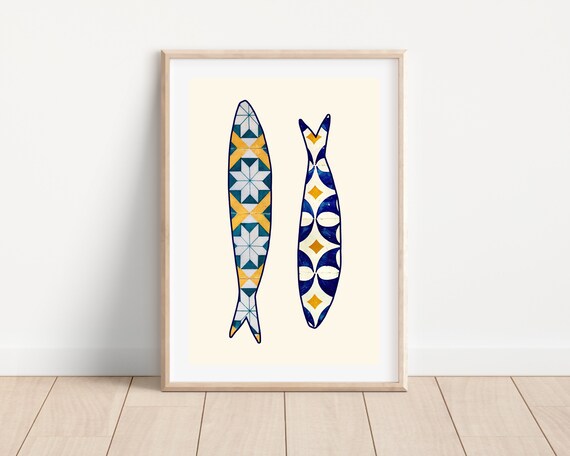 Portuguese Sardines, Boho Kitchen Decor Art Print