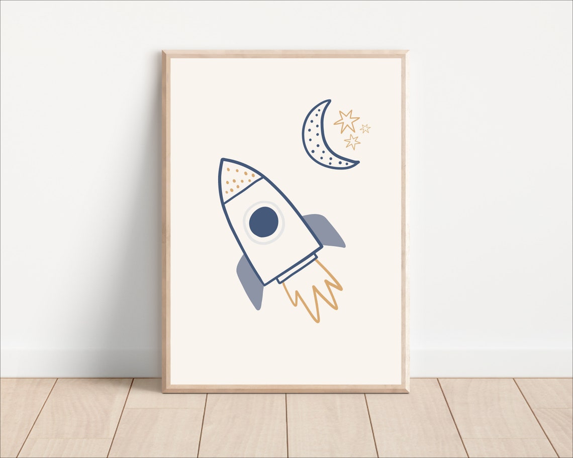 Rocket Ship Outer Space Nursery Art Print