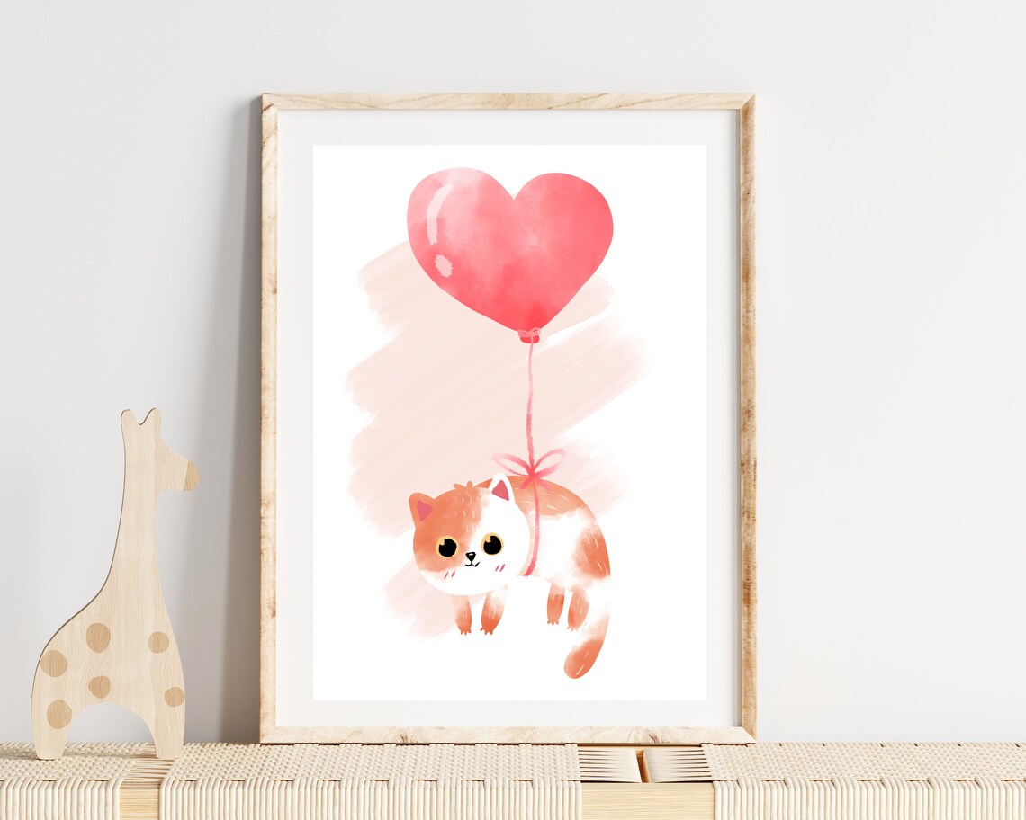 Nursery Cat Art Print, Watercolor Kitten Decor - Image 3