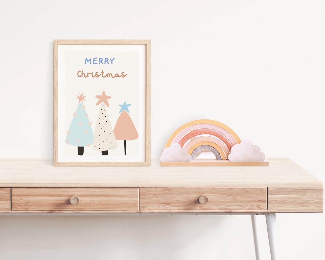 Pastel Christmas Tree Art Print, Nursery Decor - Image 4