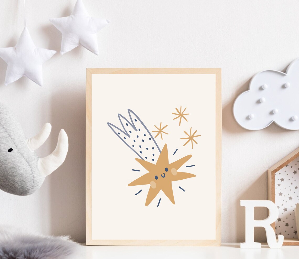 Shooting Star Boho Nursery Art Print, Celestial Decor - Image 2