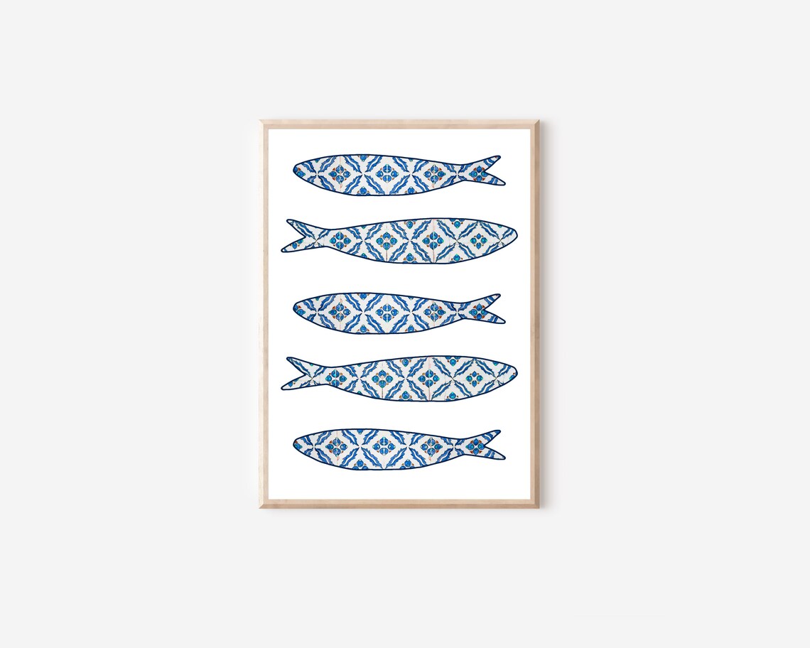 Blue Portuguese Sardines Tile Art Print, Portugal - Image 4