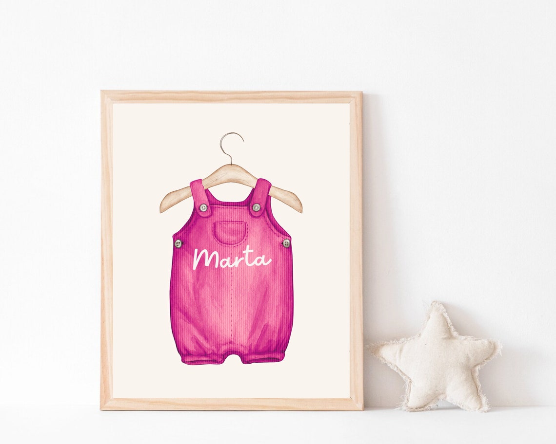 Personalized Baby Girl Name Art Print, Pink Nursery Decor - Image 2