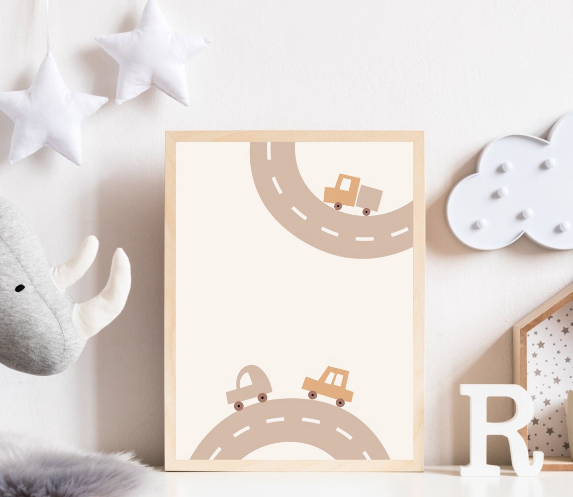 Boho Roads and Cars Nursery Transportation Art Print - Image 2