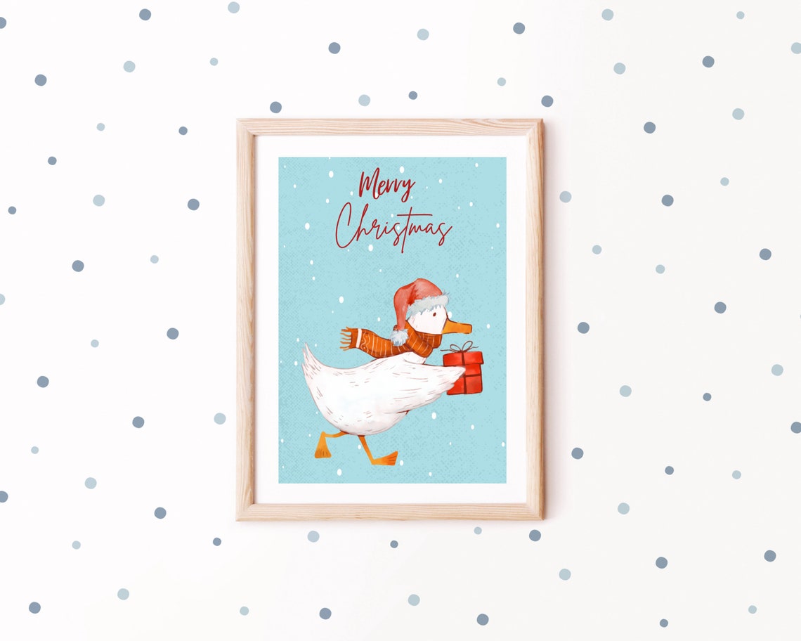 Christmas Goose Nursery Kids Room Wall Art Print - Image 2