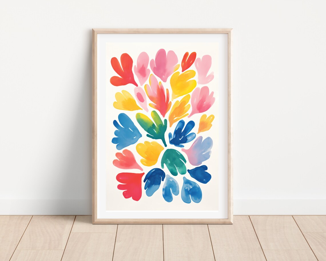 Matisse Inspired Colorful Paper Cut Out Leaves Botanical Art Print