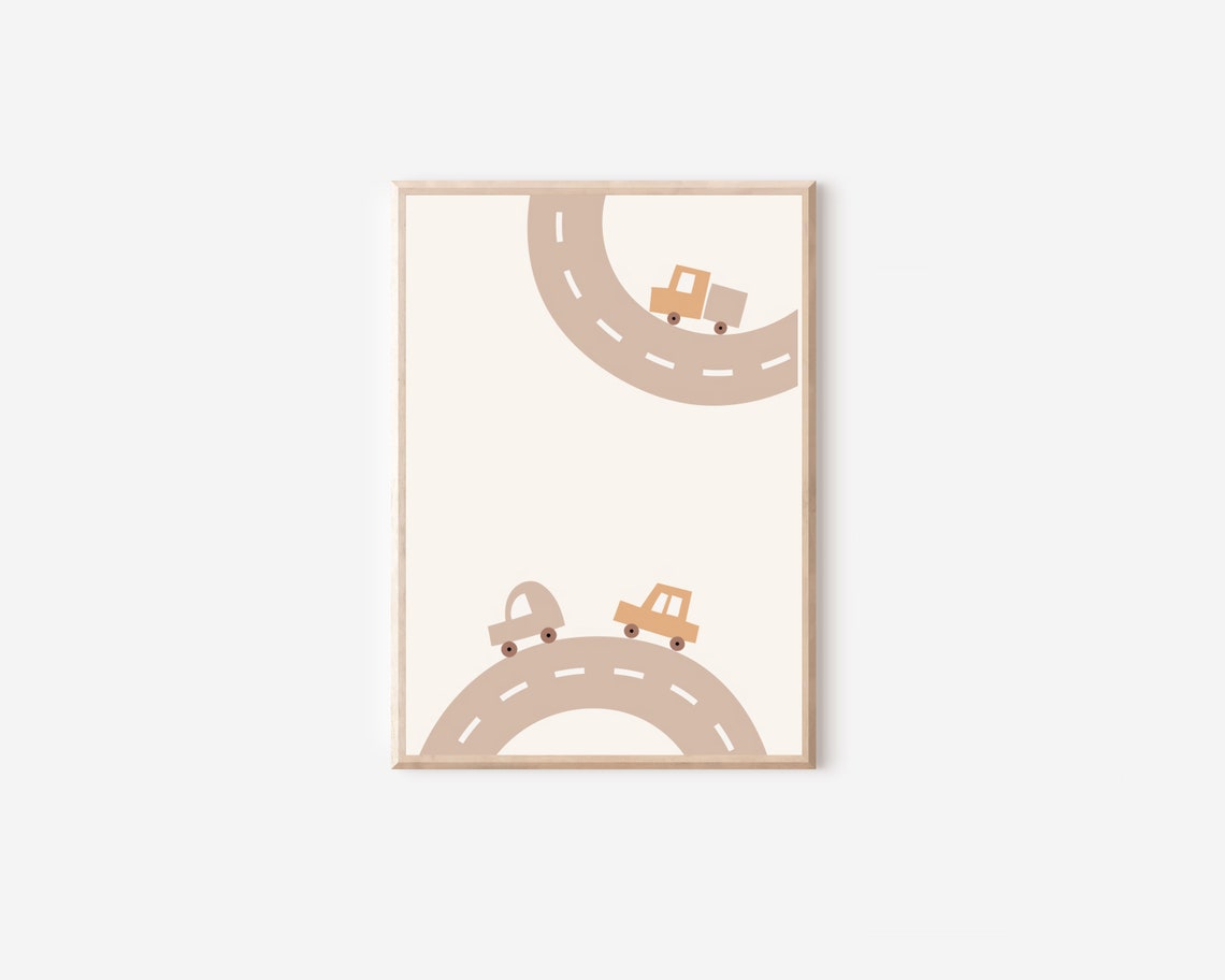Boho Roads and Cars Nursery Transportation Art Print - Image 4