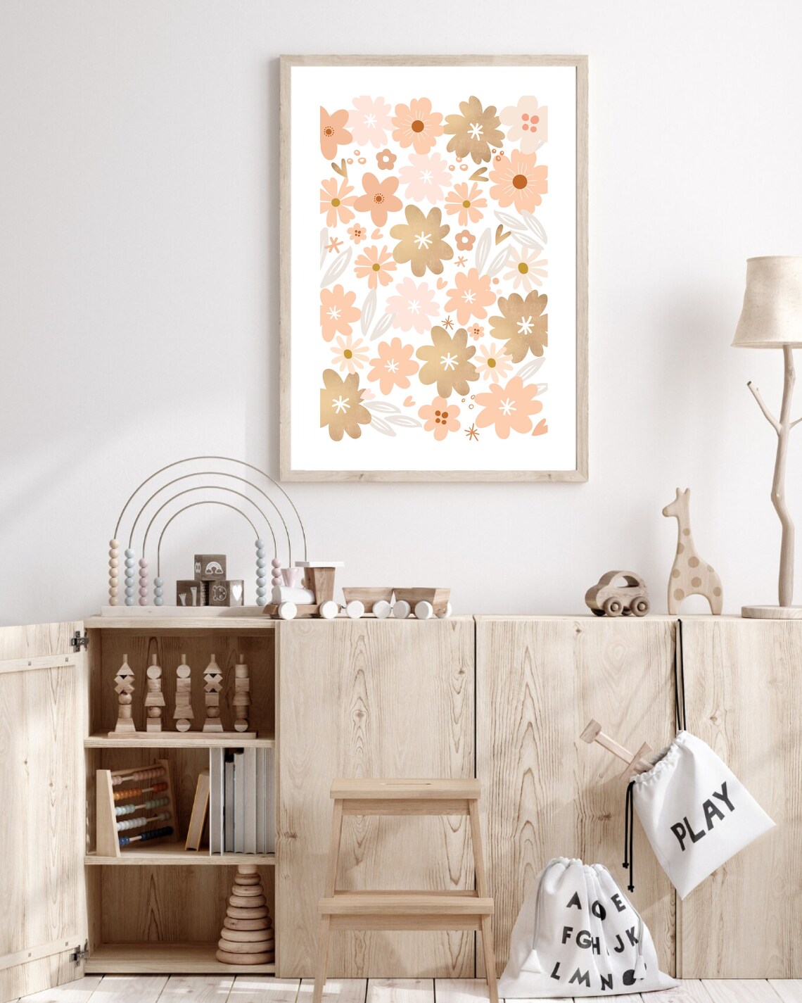 Pink Floral Art Print, Boho Nursery Decor - Image 3