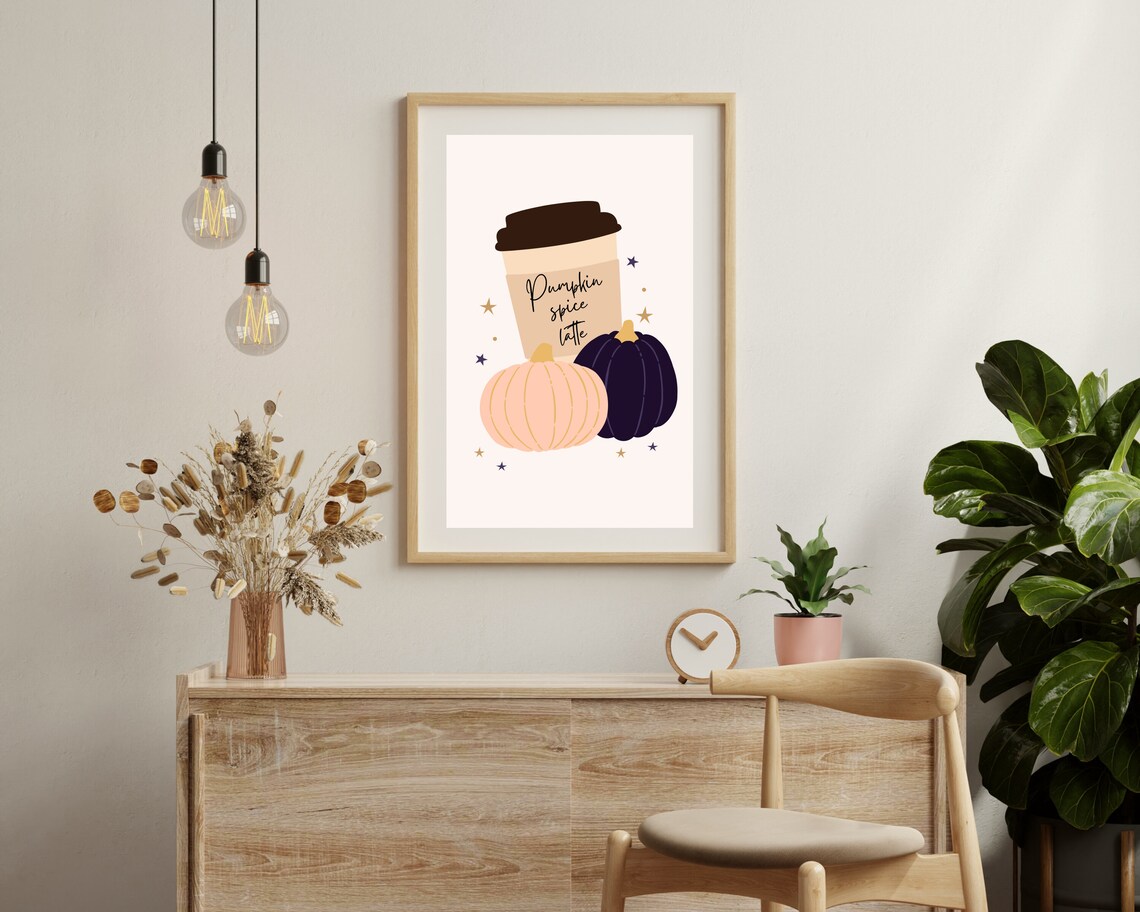 Pumpkin Spice Latte Fall Poster, Kitchen Wall Decor - Image 2