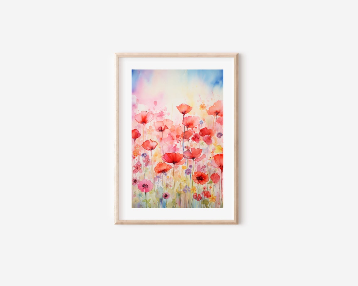 Watercolor Red Poppies Art Print, Botanical Wall Art - Image 5