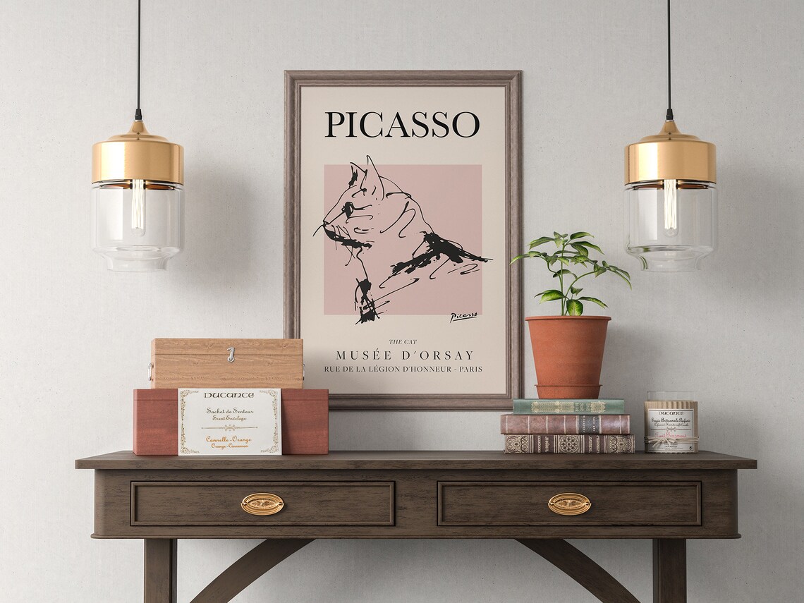 Picasso Cat Vintage Line Art Poster - Image 4