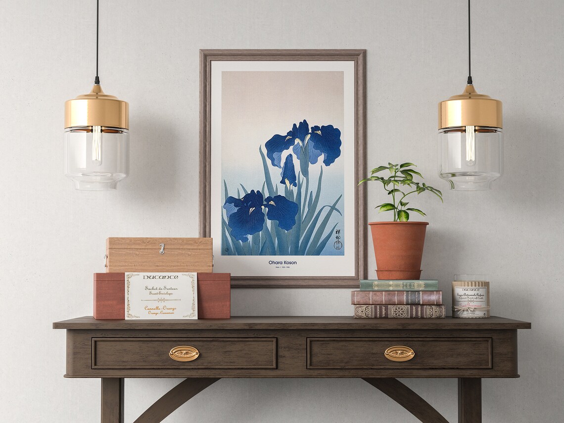 Ohara Koson Iris Flowers Japanese Art Poster - Image 4