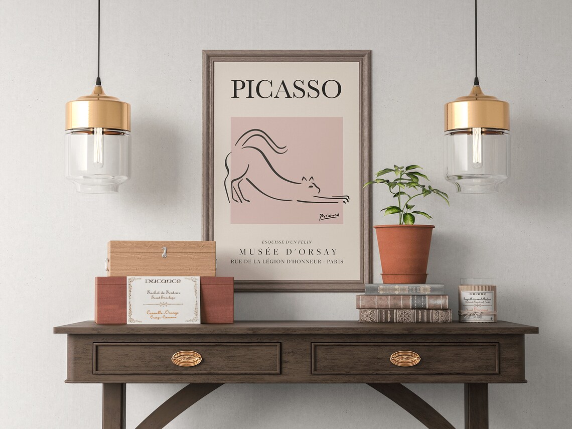 Picasso The Cat Vintage Line Art Poster - Image 4
