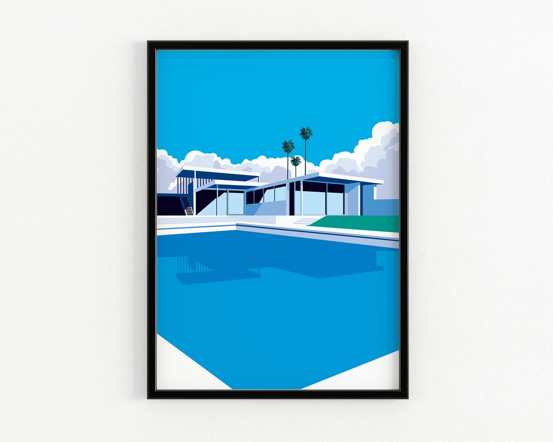 Sunny Palm Springs Mid Century Modern House Pool Palm Poster