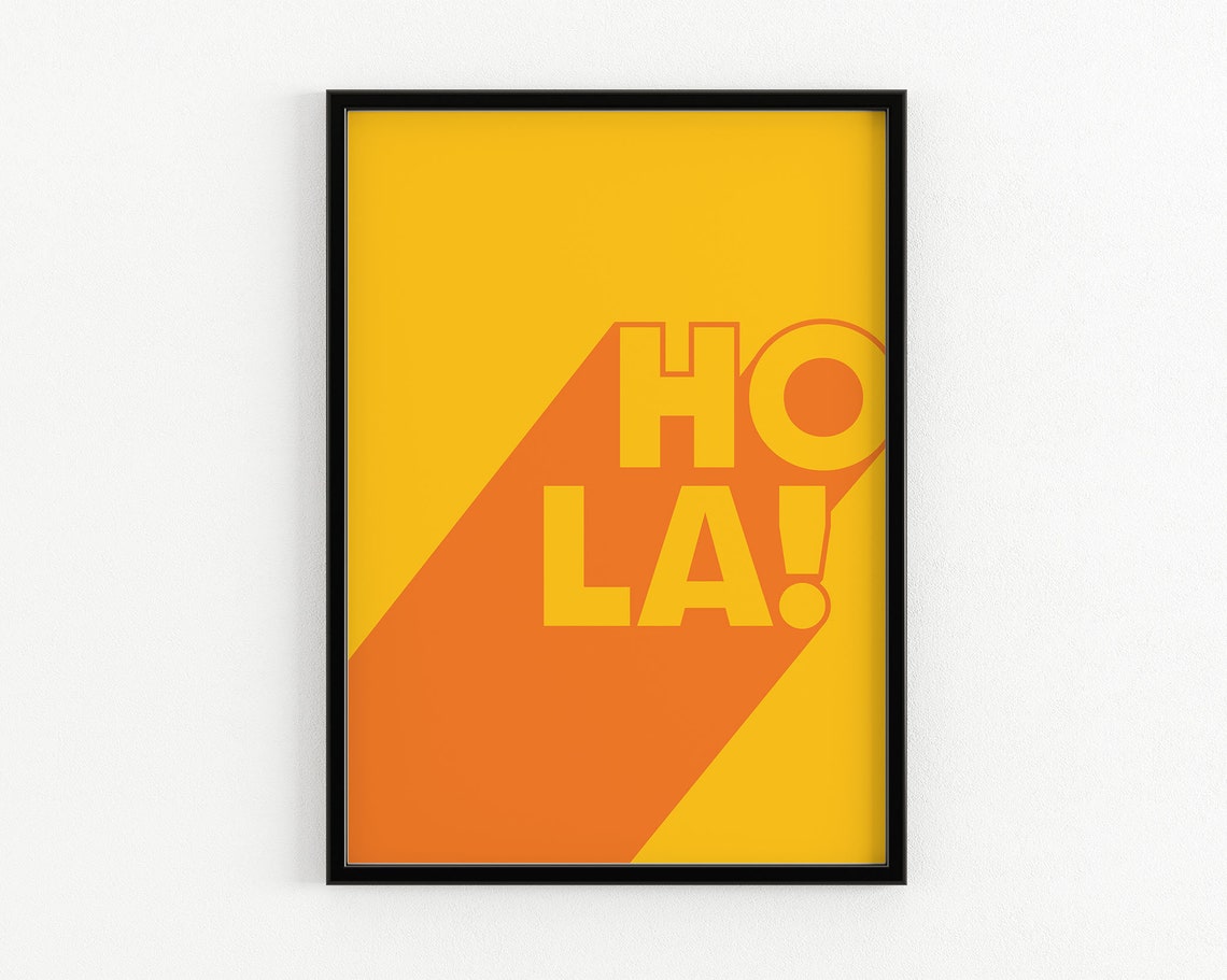 Hola Spanish Greeting Bold Orange Pop Art Typography Wall Poster