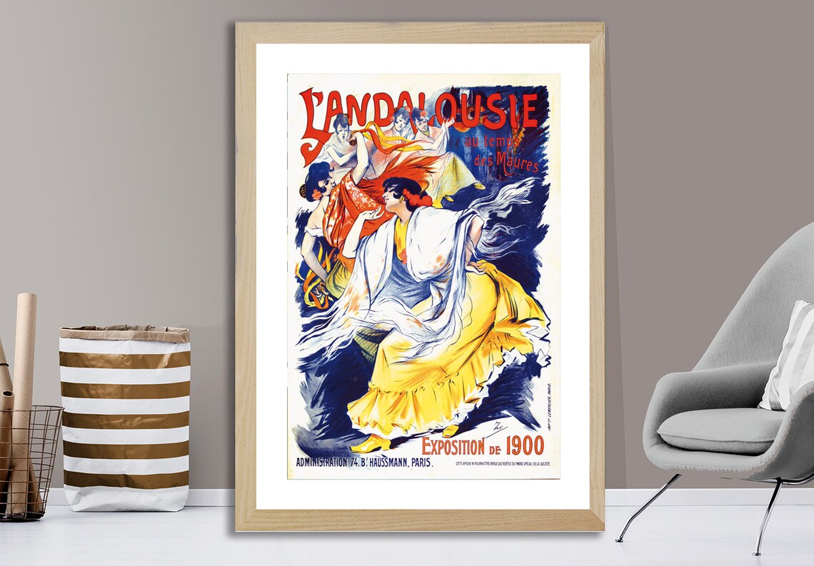 Andalousie 1900 Exposition Paris Flamenco Dance Vintage Poster