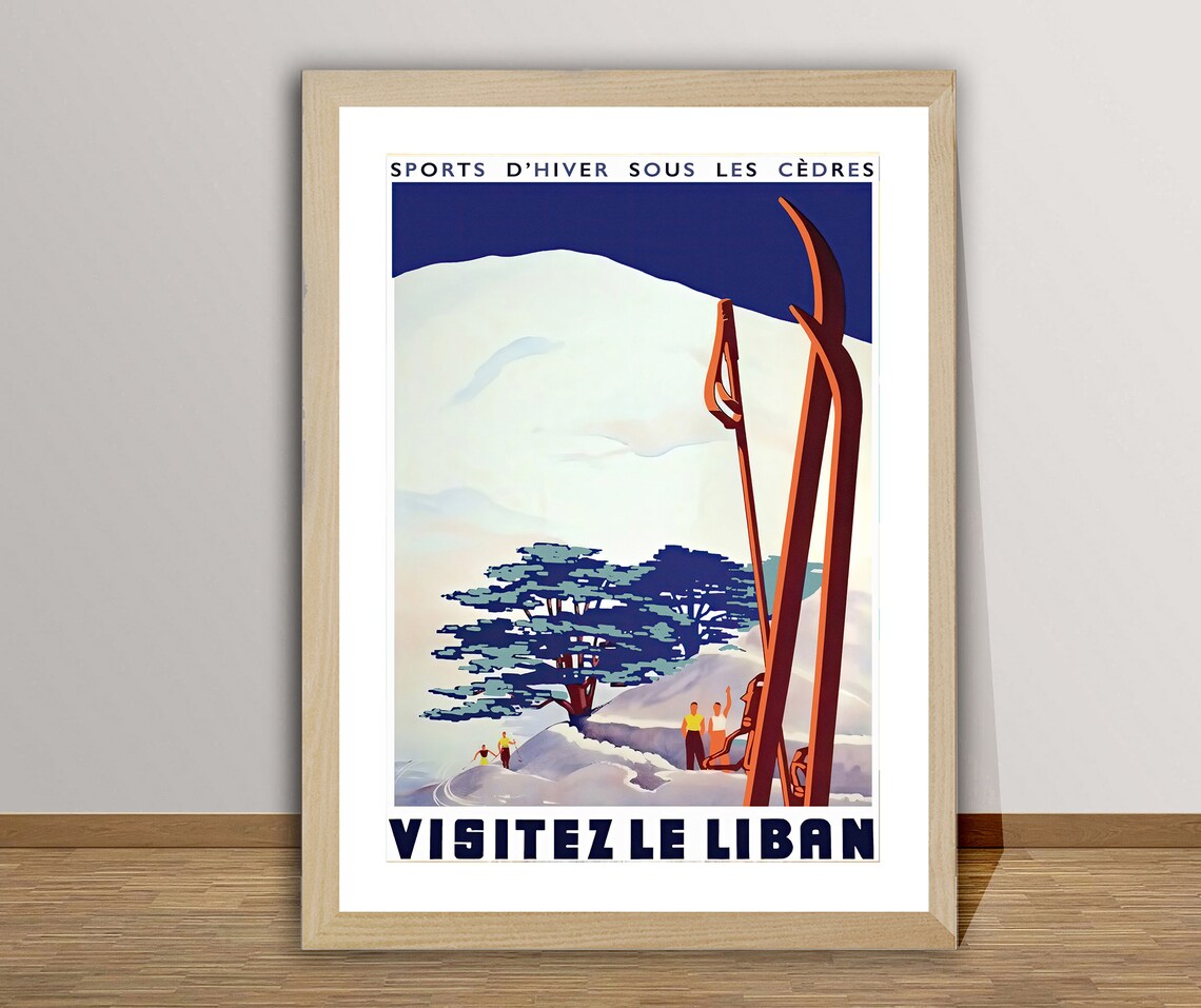 Le Liban Vintage Ski Poster, Ski Lovers Art Print