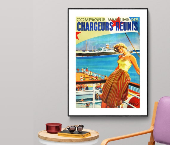 Compagnie Maritime Des Chargeurs Reunis Vintage Travel Poster Poster Paper Or Print Gift Idea Wall Decor