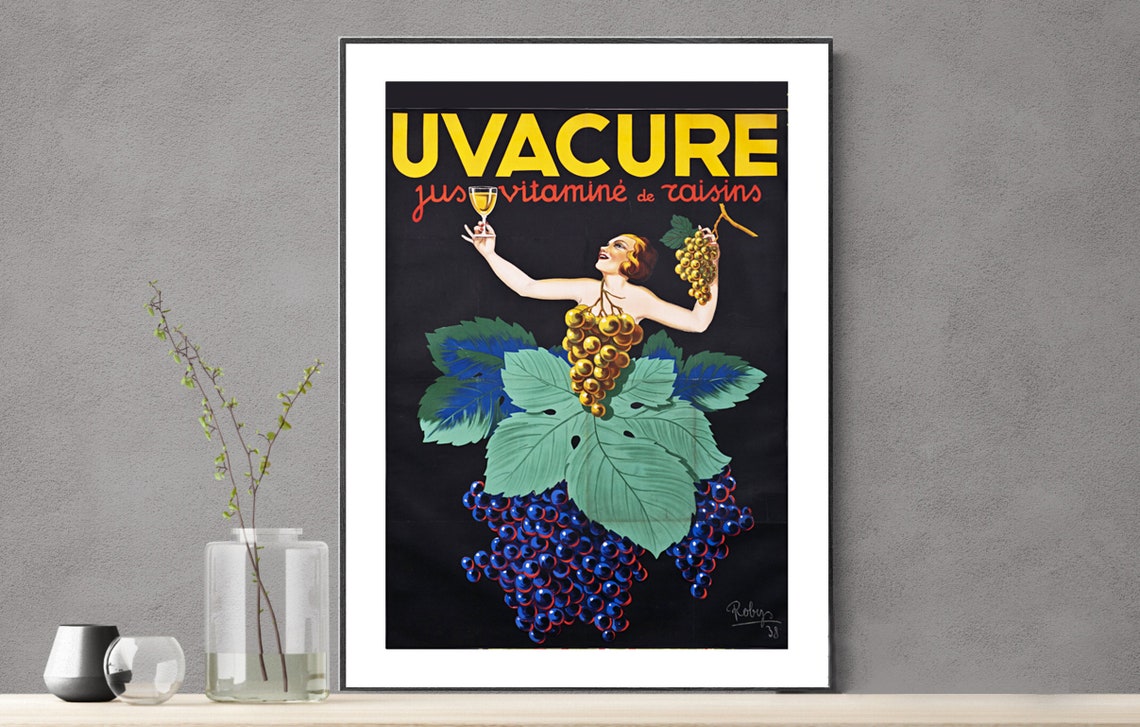 Uvacure Jus Vitamine de Raisins Vintage Grape Juice Ad Poster