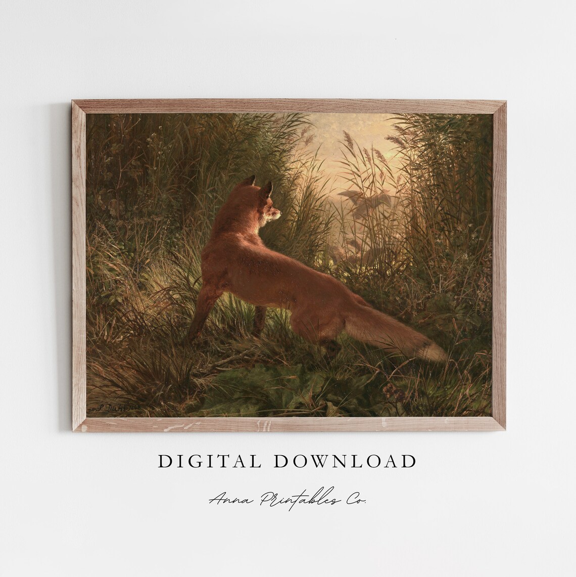 Fox Waiting in the Bushes Vintage Poster