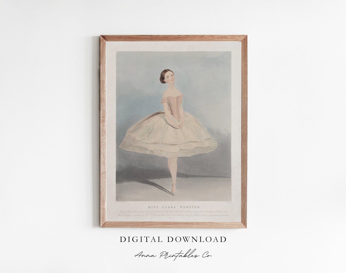 Ballerina Antique Drawing, Vintage Nursery Art Print