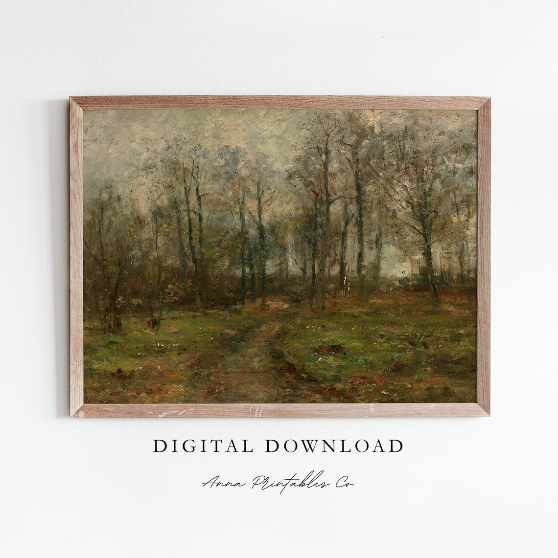 Antique Forest Landscape Vintage Moody Woodland Trees Poster