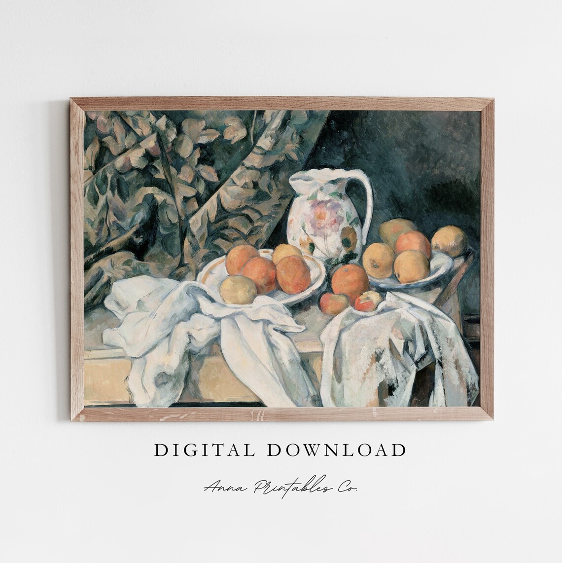 Pitcher With Oranges Antique Still Life Painting For Vintage Kitchen Wall Art Fine Art Fruit Artwork