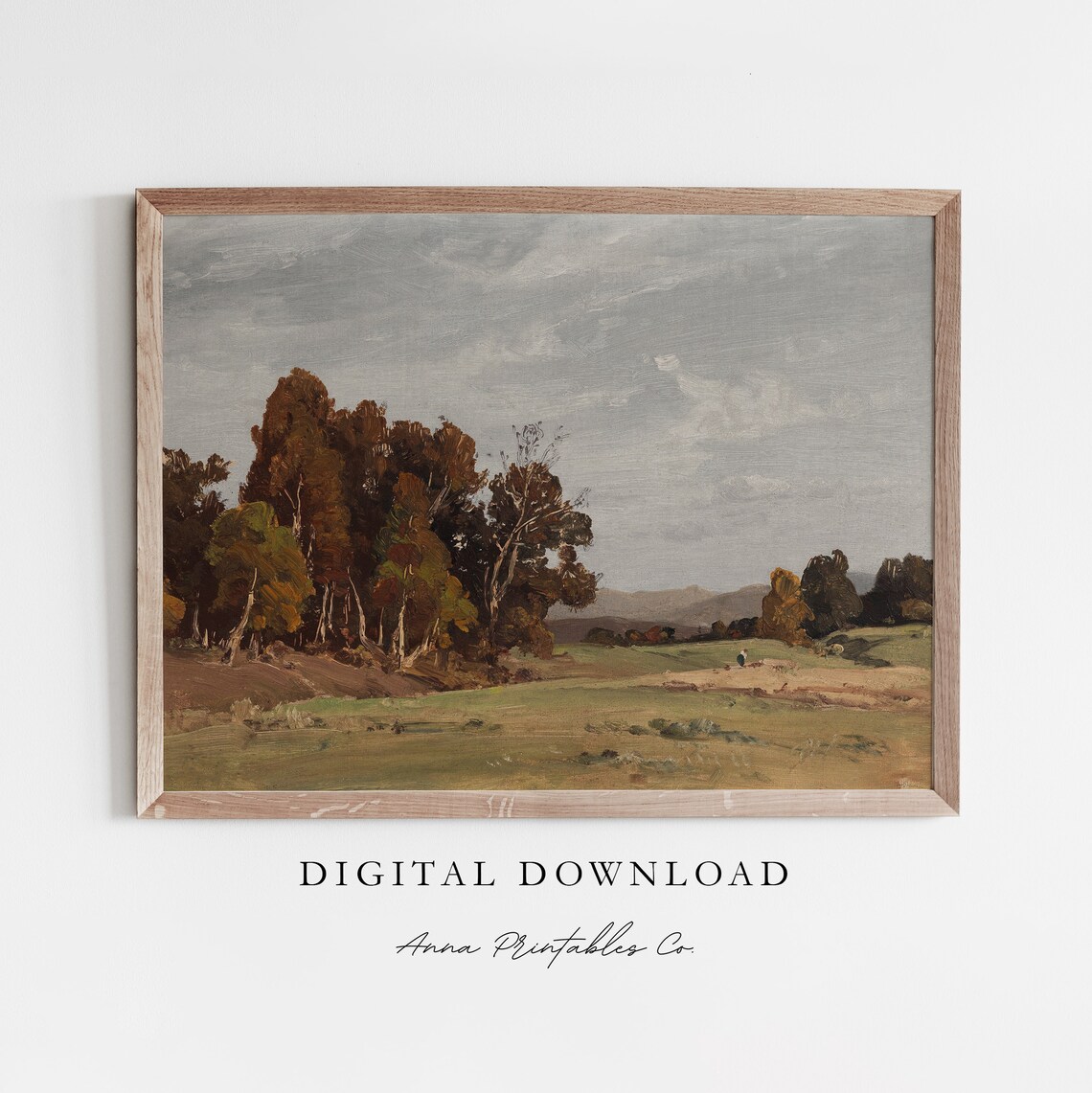 Turning Autumn Countryside Antique Field Landscape Painting Poster