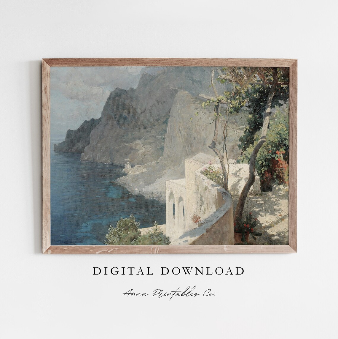 Rocky Mediterranean Coast Vintage European Landscape Art Print
