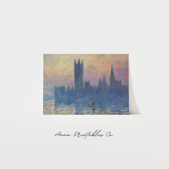 Claude Monet London Painting Vintage Impressionist Wall Art Antique Home Decor Cityscape Fine Art Print