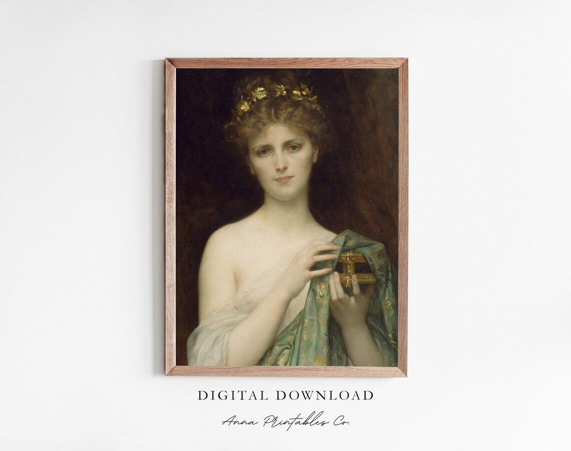 Pandora And Her Box Vintage Greek Mythology Art Print