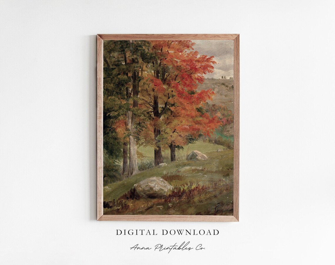 Autumn Trees Vintage Fall Landscape Art Print