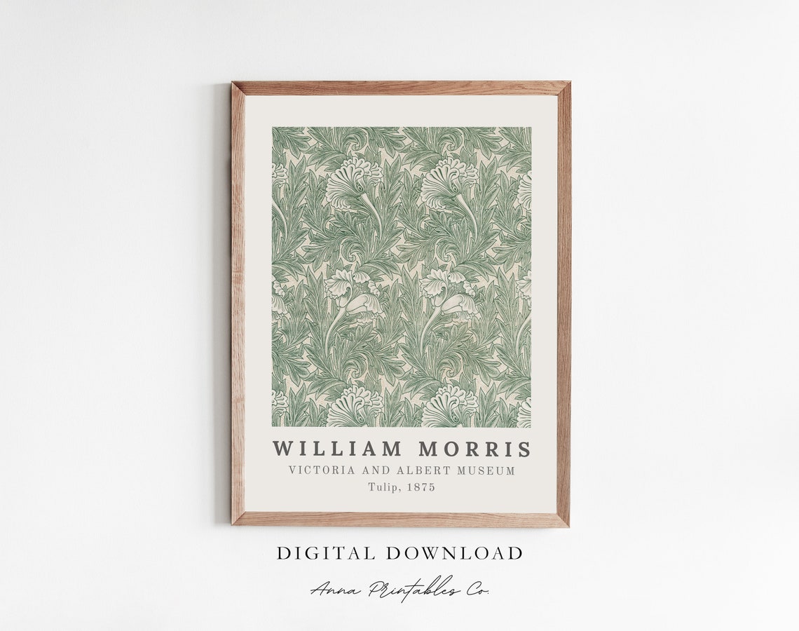 William Morris Tulip 1875 Sage Green Art Nouveau Museum Poster